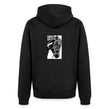 Pferd | reiten | Tier | Reittier | Bunt - Unisex Premium Bio Zip Hoodie - Schwarz - Hinten - Nico (187cm)