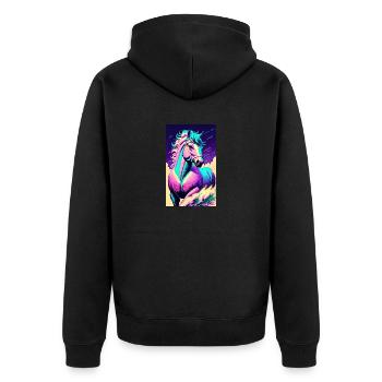 Cheval | Équitation | Animal | Monture | Coloré - Veste à capuche bio Premium Unisexe - noir - Dos - Nico (187cm)
