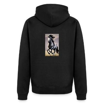 Pferd | reiten | Tier | Reittier | Bunt - Unisex Premium Bio Zip Hoodie - Schwarz - Hinten - Nico (187cm)