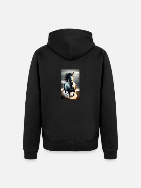 Pferd | reiten | Tier | Reittier | Bunt - Unisex Premium Bio Zip Hoodie - Schwarz