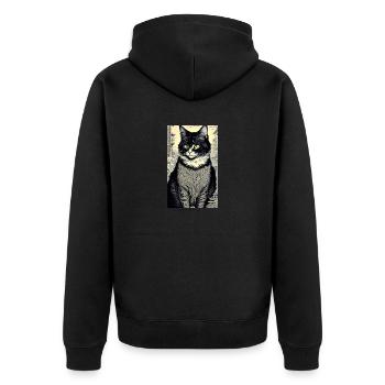 Cat | Pet | Cat Fan | cute | Kitten - Unisex Premium Organic Zip Hoodie - black - Back - Nico (187cm)