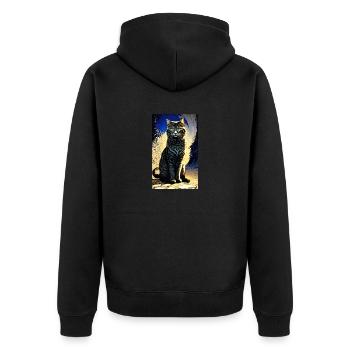 Cat | Pet | Cat Fan | cute | Kitten - Unisex Premium Organic Zip Hoodie - black - Back - Nico (187cm)