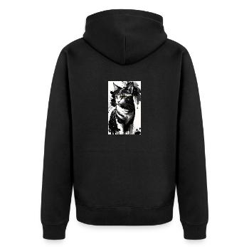 Cat | Pet | Cat Fan | cute | Kitten - Unisex Premium Organic Zip Hoodie - black - Back - Nico (187cm)