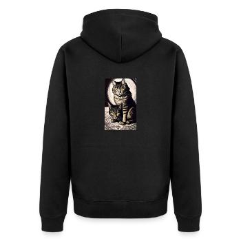 Cat | Pet | Cat Fan | cute | Kitten - Unisex Premium Organic Zip Hoodie - black - Back - Nico (187cm)