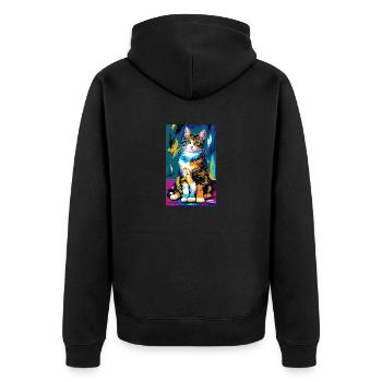 Cat | Pet | Cat Fan | cute | Kitten - Unisex Premium Organic Zip Hoodie - black - Back - Nico (187cm)