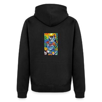 Cat | Pet | Cat Fan | cute | Kitten - Unisex Premium Organic Zip Hoodie - black - Back - Nico (187cm)