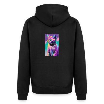 Cat | Pet | Cat Fan | cute | Kitten - Unisex Premium Organic Zip Hoodie - black - Back - Nico (187cm)