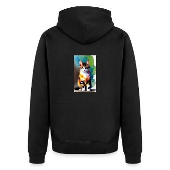 Cat | Pet | Cat Fan | cute | Kitten - Unisex Premium Organic Zip Hoodie - black - Back - Nico (187cm)
