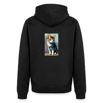 Cat | Pet | Cat Fan | cute | Kitten - Unisex Premium Organic Zip Hoodie - black - Back - Nico (187cm)