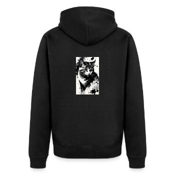 Cat | Pet | Cat Fan | cute | Kitten - Unisex Premium Organic Zip Hoodie - black - Back - Nico (187cm)