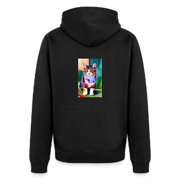 Cat | Pet | Cat Fan | cute | Kitten - Unisex Premium Organic Zip Hoodie - black - Back - Nico (187cm)