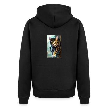 Cat | Pet | Cat Fan | cute | Kitten - Unisex Premium Organic Zip Hoodie - black - Back - Nico (187cm)