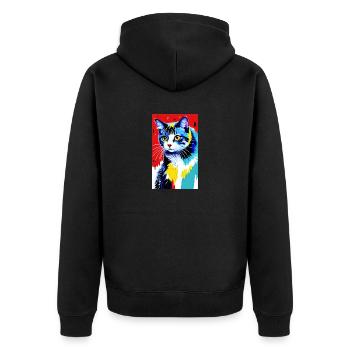 Cat | Pet | Cat Fan | cute | Kitten - Unisex Premium Organic Zip Hoodie - black - Back - Nico (187cm)