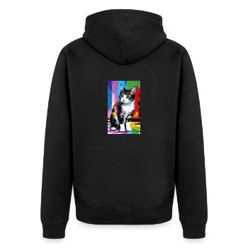 Cat | Pet | Cat Fan | cute | Kitten - Unisex Premium Organic Zip Hoodie - black - Back - Nico (187cm)