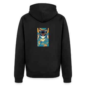 Cat | Pet | Cat Fan | cute | Kitten - Unisex Premium Organic Zip Hoodie - black - Back - Nico (187cm)
