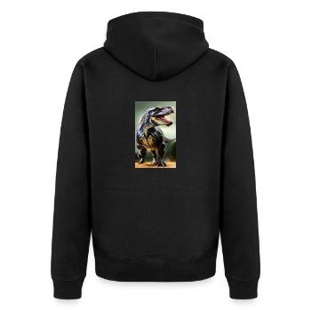 Dinosaurier | T-Rex | Tyrannosaurus - Unisex Premium Bio Zip Hoodie - Schwarz - Hinten - Nico (187cm)