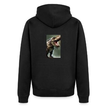 Dinosaurier | T-Rex | Tyrannosaurus - Unisex Premium Bio Zip Hoodie - Schwarz - Hinten - Nico (187cm)