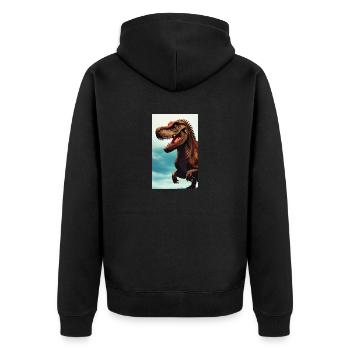 Dinosaurier | T-Rex | Tyrannosaurus - Unisex Premium Bio Zip Hoodie - Schwarz - Hinten - Nico (187cm)