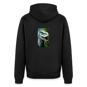 Dinosaurier | T-Rex | Tyrannosaurus - Unisex Premium Bio Zip Hoodie - Schwarz - Hinten - Nico (187cm)