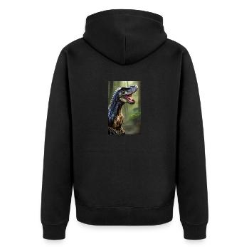 Dinosaurier | T-Rex | Tyrannosaurus - Unisex Premium Bio Zip Hoodie - Schwarz - Hinten - Nico (187cm)