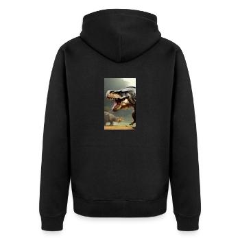 Dinosaurier | T-Rex | Tyrannosaurus - Unisex Premium Bio Zip Hoodie - Schwarz - Hinten - Nico (187cm)