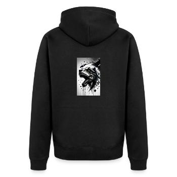 Dinosaurier | T-Rex | Tyrannosaurus - Unisex Premium Bio Zip Hoodie - Schwarz - Hinten - Nico (187cm)