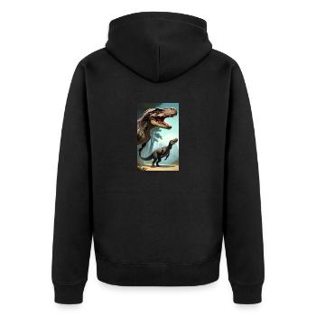 Dinosaurier | T-Rex | Tyrannosaurus - Unisex Premium Bio Zip Hoodie - Schwarz - Hinten - Nico (187cm)