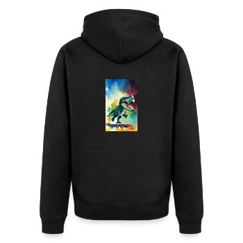 Dinosaurier | T-Rex | Tyrannosaurus - Unisex Premium Bio Zip Hoodie - Schwarz - Hinten - Nico (187cm)