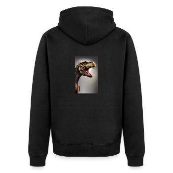 Dinosaurier | T-Rex | Tyrannosaurus - Unisex Premium Bio Zip Hoodie - Schwarz - Hinten - Nico (187cm)