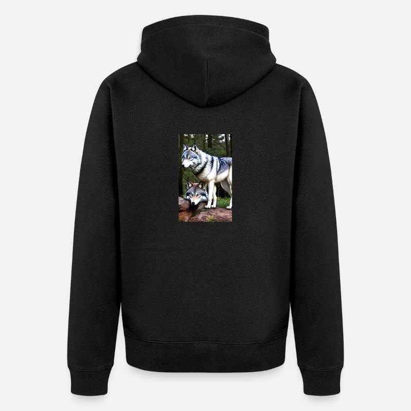 Loup | Prédateur | Chien | Mystique - Veste à capuche bio Premium Unisexe - noir