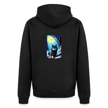 Loup | Prédateur | Chien | Mystique - Veste à capuche bio Premium Unisexe - noir - Dos - Nico (187cm)