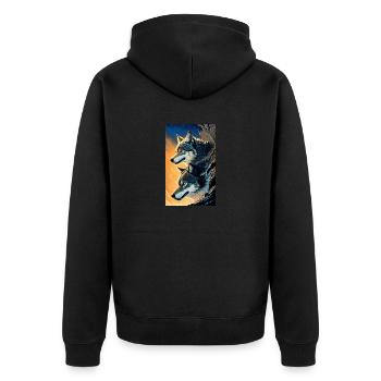 Loup | Prédateur | Chien | Mystique - Veste à capuche bio Premium Unisexe - noir - Dos - Nico (187cm)