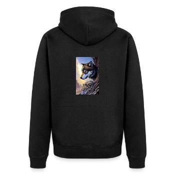 Loup | Prédateur | Chien | Mystique - Veste à capuche bio Premium Unisexe - noir - Dos - Nico (187cm)