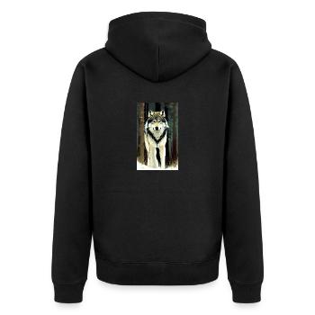 Wolf | Predator | Dog | Mystical - Unisex Premium Organic Zip Hoodie - black - Back - Nico (187cm)