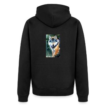 Loup | Prédateur | Chien | Mystique - Veste à capuche bio Premium Unisexe - noir - Dos - Nico (187cm)