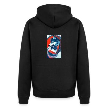 Loup | Prédateur | Chien | Mystique - Veste à capuche bio Premium Unisexe - noir - Dos - Nico (187cm)