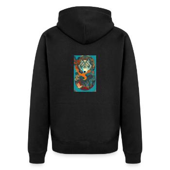 Loup | Prédateur | Chien | Mystique - Veste à capuche bio Premium Unisexe - noir - Dos - Nico (187cm)