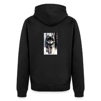Wolf | Predator | Dog | Mystical - Unisex Premium Organic Zip Hoodie - black - Back - Nico (187cm)