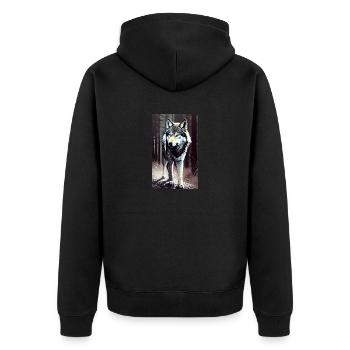 Wolf | Predator | Dog | Mystical - Unisex Premium Organic Zip Hoodie - black - Back - Nico (187cm)