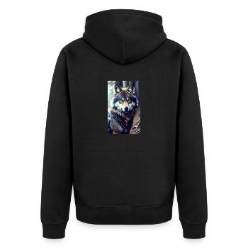 Wolf | Predator | Dog | Mystical - Unisex Premium Organic Zip Hoodie - black - Back - Nico (187cm)