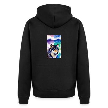 Loup | Prédateur | Chien | Mystique - Veste à capuche bio Premium Unisexe - noir - Dos - Nico (187cm)