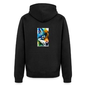 Loup | Prédateur | Chien | Mystique - Veste à capuche bio Premium Unisexe - noir - Dos - Nico (187cm)