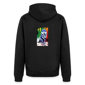 Wolf | Predator | Dog | Mystical - Unisex Premium Organic Zip Hoodie - black - Back - Nico (187cm)