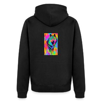 Loup | Prédateur | Chien | Mystique - Veste à capuche bio Premium Unisexe - noir - Dos - Nico (187cm)