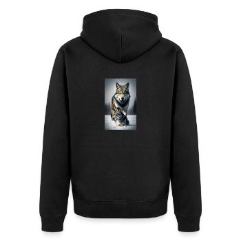 Loup | Prédateur | Chien | Mystique - Veste à capuche bio Premium Unisexe - noir - Dos - Nico (187cm)