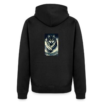 Loup | Prédateur | Chien | Mystique - Veste à capuche bio Premium Unisexe - noir - Dos - Nico (187cm)