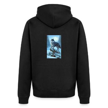 Loup | Prédateur | Chien | Mystique - Veste à capuche bio Premium Unisexe - noir - Dos - Nico (187cm)