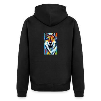 Loup | Prédateur | Chien | Mystique - Veste à capuche bio Premium Unisexe - noir - Dos - Nico (187cm)