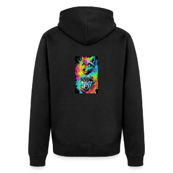 Loup | Prédateur | Chien | Mystique - Veste à capuche bio Premium Unisexe - noir - Dos - Nico (187cm)