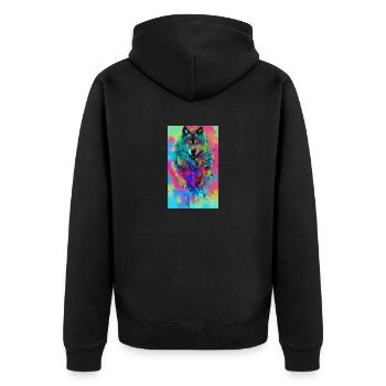 Loup | Prédateur | Chien | Mystique - Veste à capuche bio Premium Unisexe - noir - Dos - Nico (187cm)